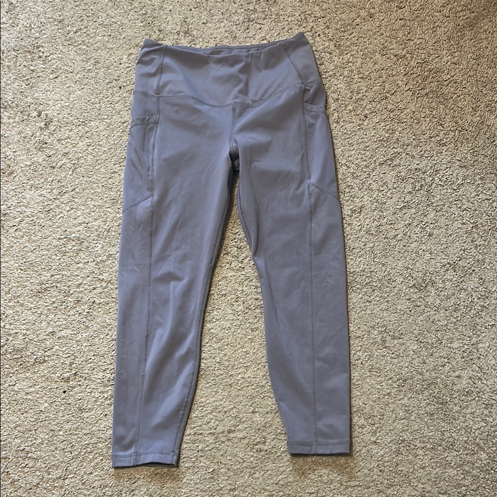 Yogalicious Gray and Purple Leggings with Stretchy Fabric
